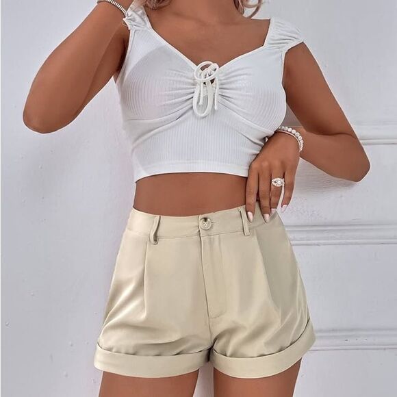 NWT ON XL Cream Stretch Pull On High Waisted Cuffed Sho… - Picture 4 of 11